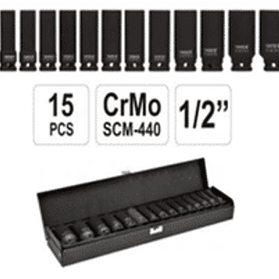 Juego de dados de impacto largos de 1/2