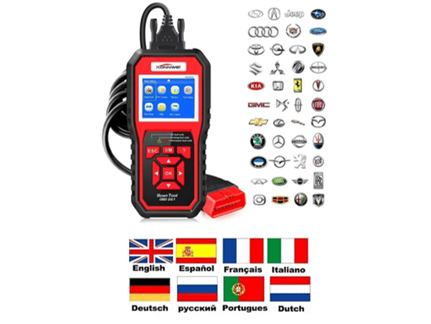 SCANNER AUTOMOTRIZ. lector de códigos automotrices KW850 OBDII