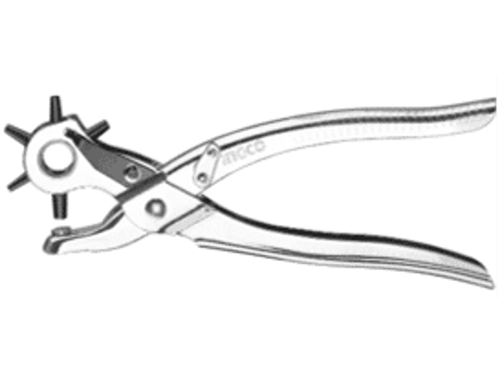 SACABOCADO INGCO CIRCULAR 6 BOQUILLAS Mango ergonómico con función de liberación automática Tamaños de orificios de perforación: 2