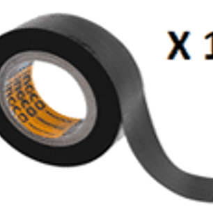 SET DE 10 HUINCHAS AISLADORAS 18MM X 9,15MTS NEGRA