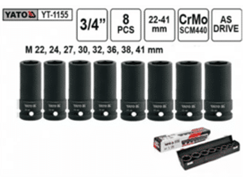 Juego de dados largos de impacto de 3/4