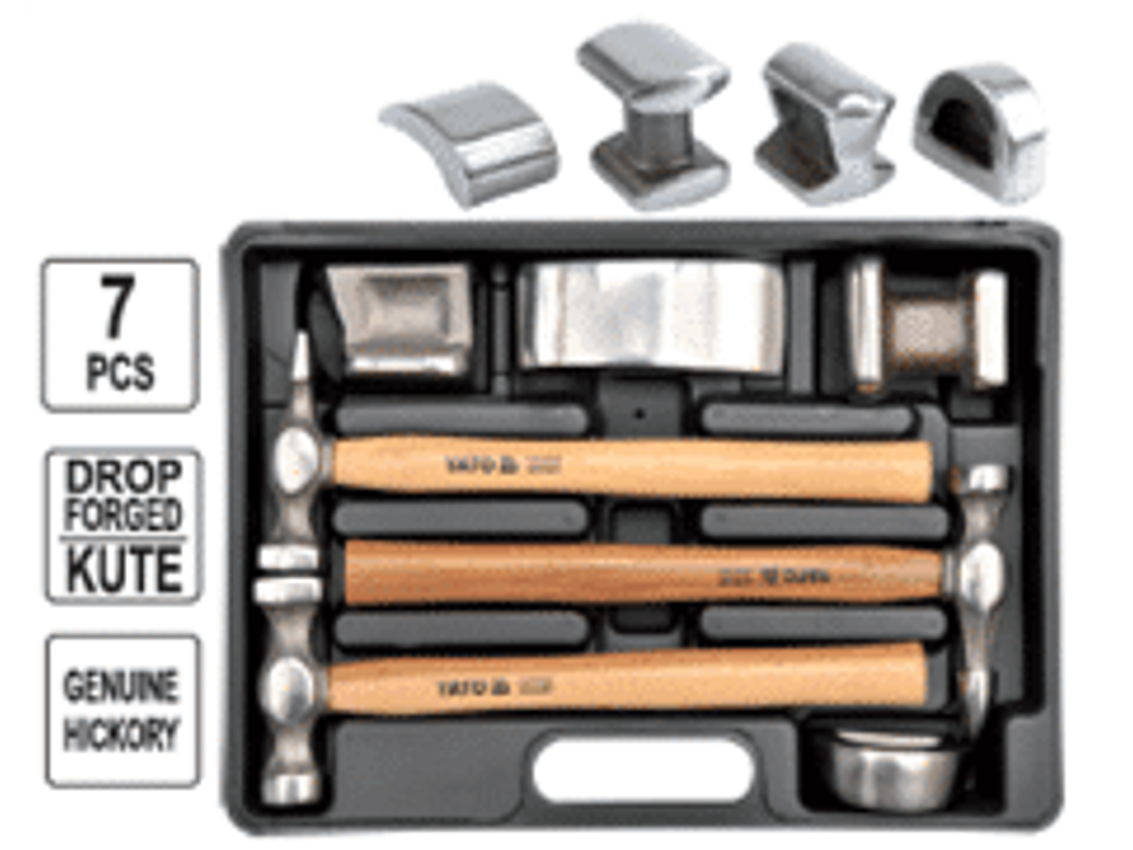 Set desabollador. 7 piezas. Moldes y martillos.