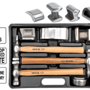 Set desabollador. 7 piezas. Moldes y martillos.