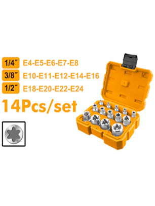 SET DE DADOS TORX HEMBRA (ESTRELLA) 14 PIEZAS 1/4