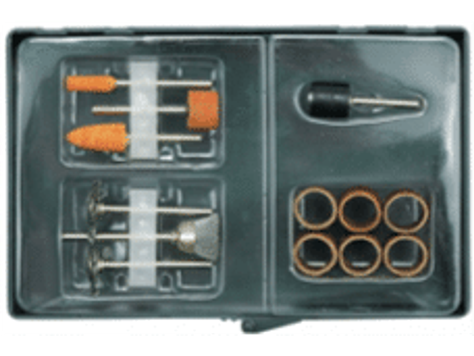 Juego de 13 accesorios para completar el equipamiento básico de una amoladora recta. Permite un trabajo rápido, fácil y económico