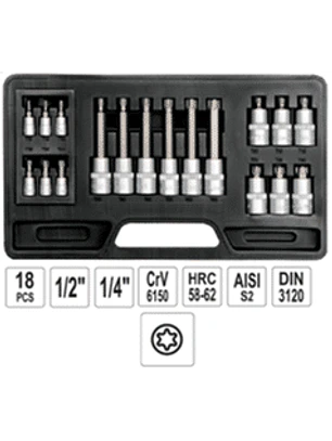 Juego de dados Torx de 1/4