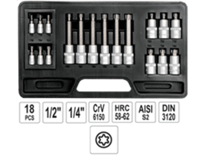 Juego de dados Torx de 1/4