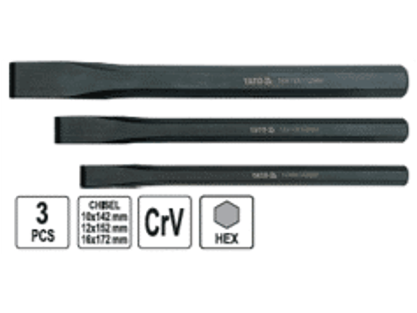 Juego de cinceles hexagonales, 3 piezas