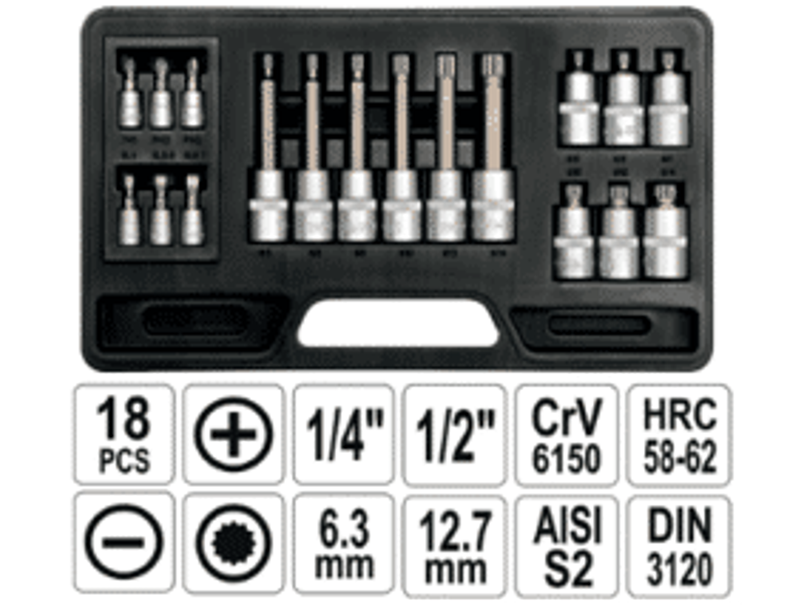 Juego de dados punta y paleta de 1/4