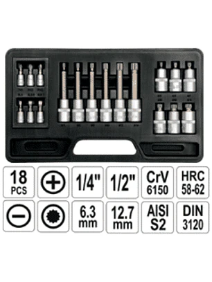 Juego de dados punta y paleta de 1/4