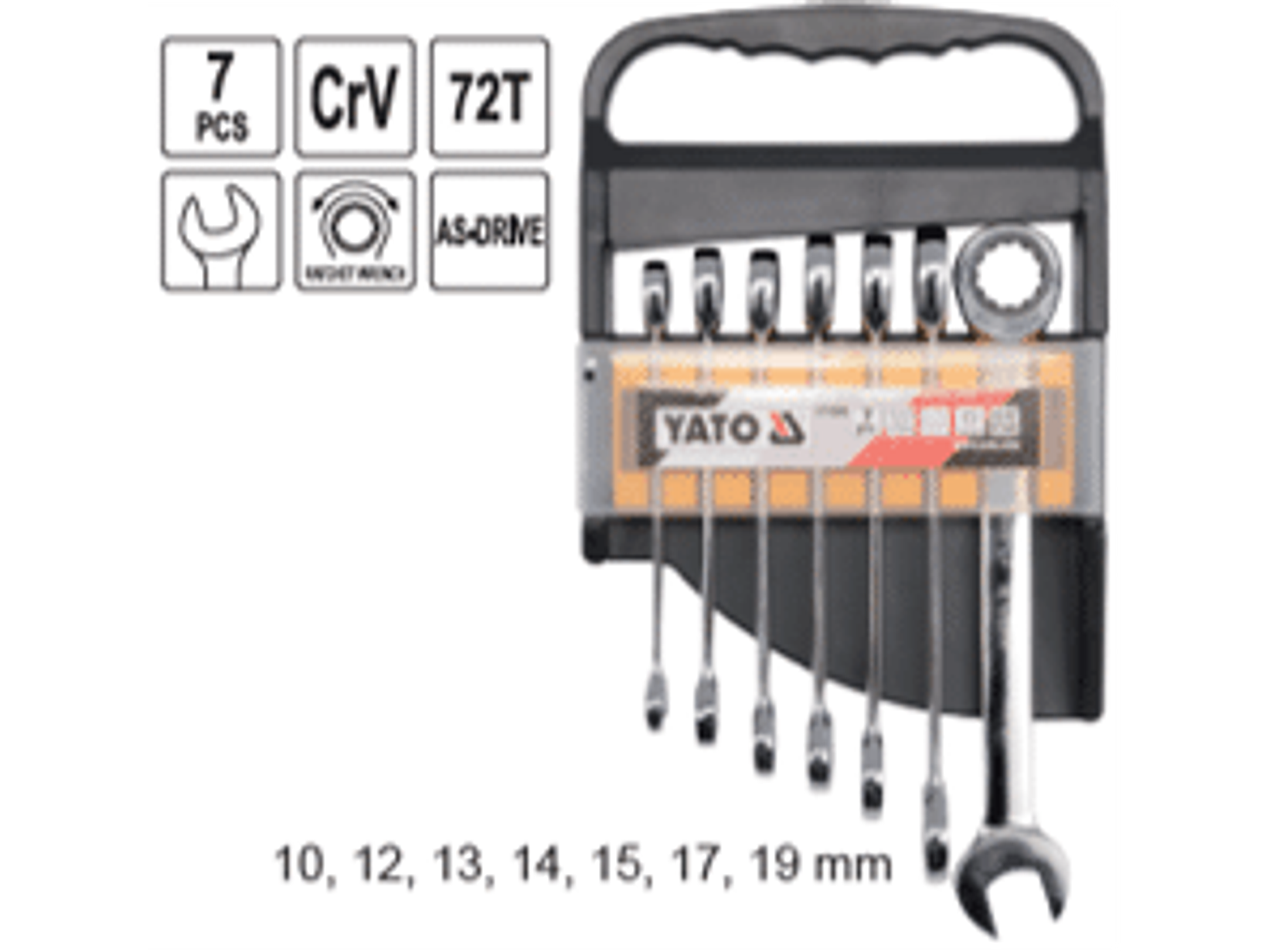 Juego de llaves punta corona con chicharra (72 dientes)