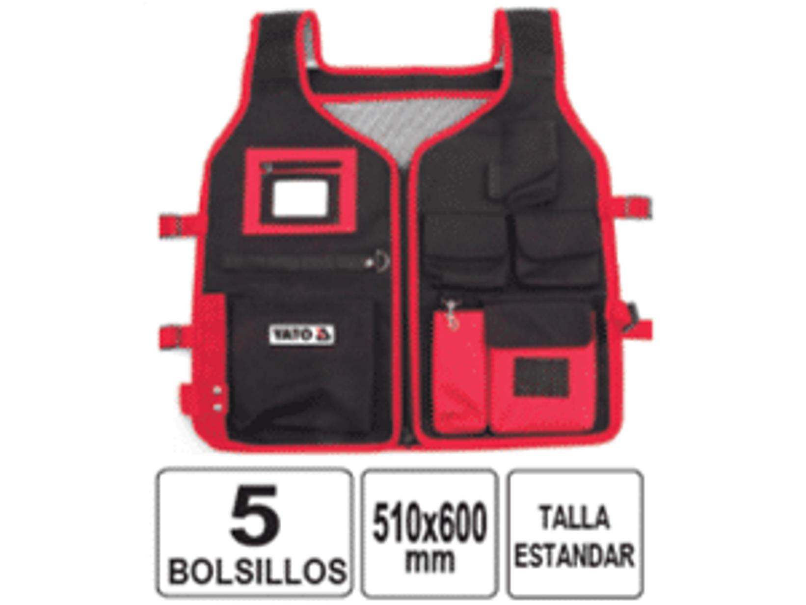 Chaqueta porta herramientas sin mangas, talla única, 5 bolsillos, 510x600 mm