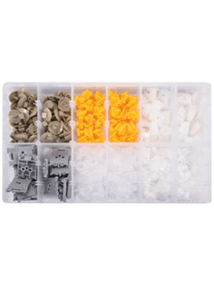 Display de surtido de broches plásticos para RENAULT 300 piezas en 12 tipos distintos