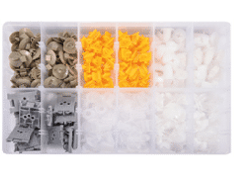 Display de surtido de broches plásticos para RENAULT 300 piezas en 12 tipos distintos