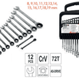 Juego de llaves punta corona con chicharra (72 dientes)