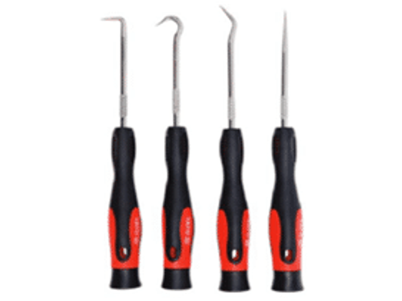 Juego de 4 mini ganchos para sacar retenes, chavetas, golillas con puntas endurecidas y cromadas
