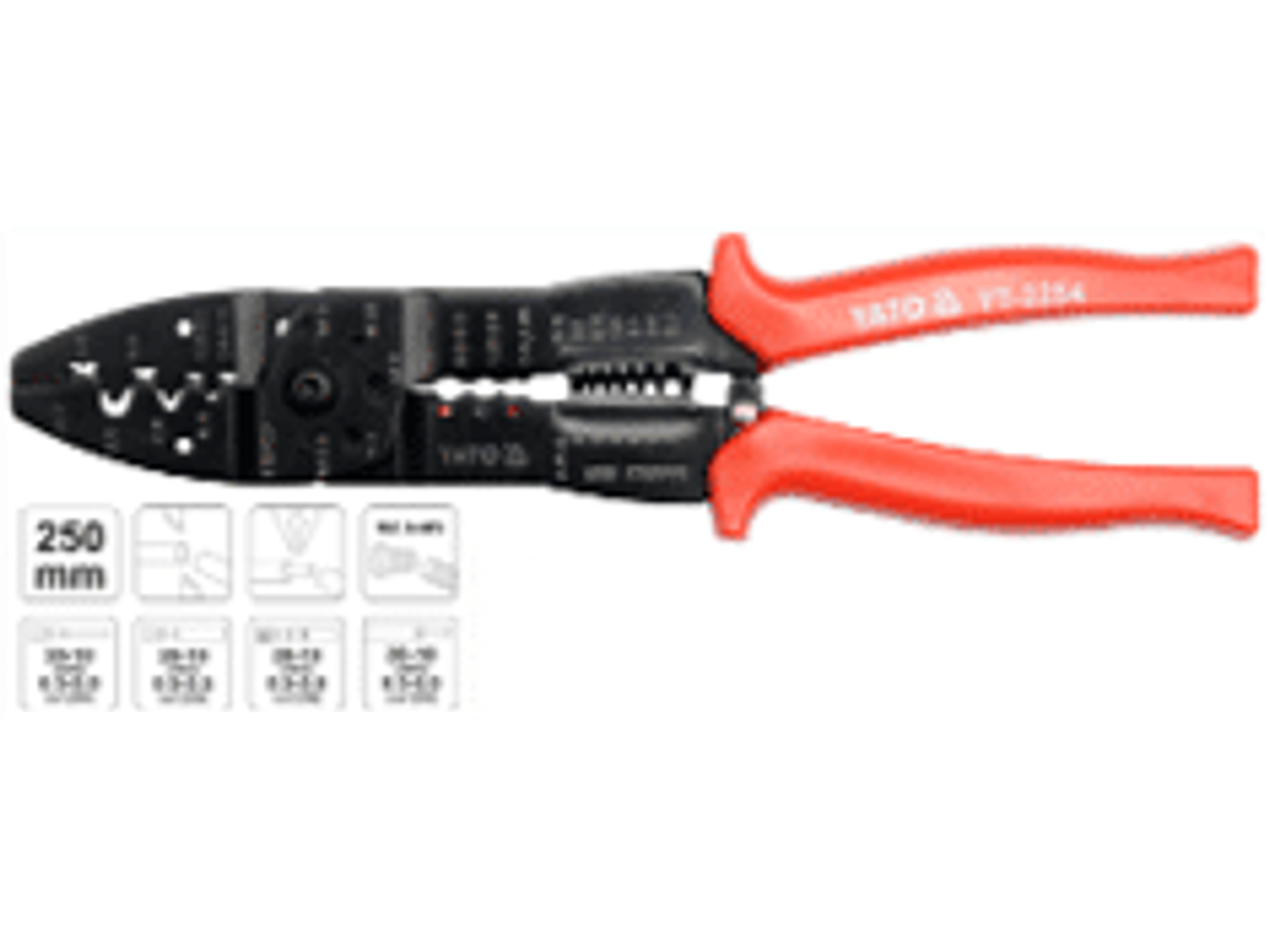 Alicate aprieta-terminales y pela cables 0,8 - 2,6 mm