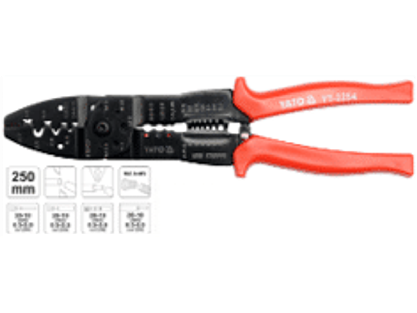 Alicate aprieta-terminales y pela cables 0,8 - 2,6 mm