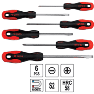 Jgo. Destornilladores paleta y cruz, 6pzas.