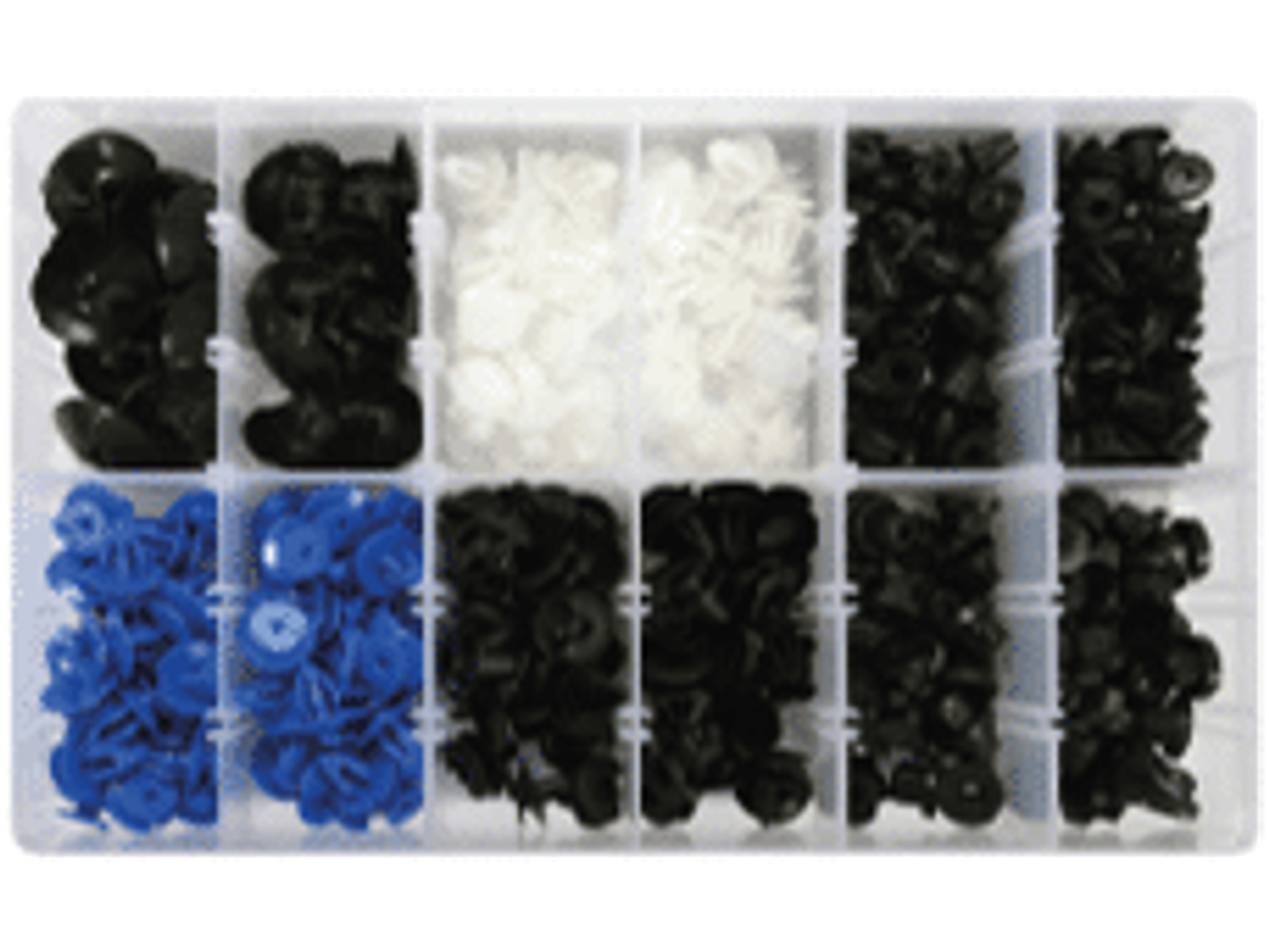 Display de surtido de broches plásticos para OPEL 300 piezas en 12 tipos distintos