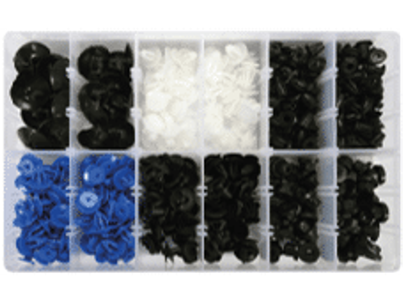 Display de surtido de broches plásticos para OPEL 300 piezas en 12 tipos distintos