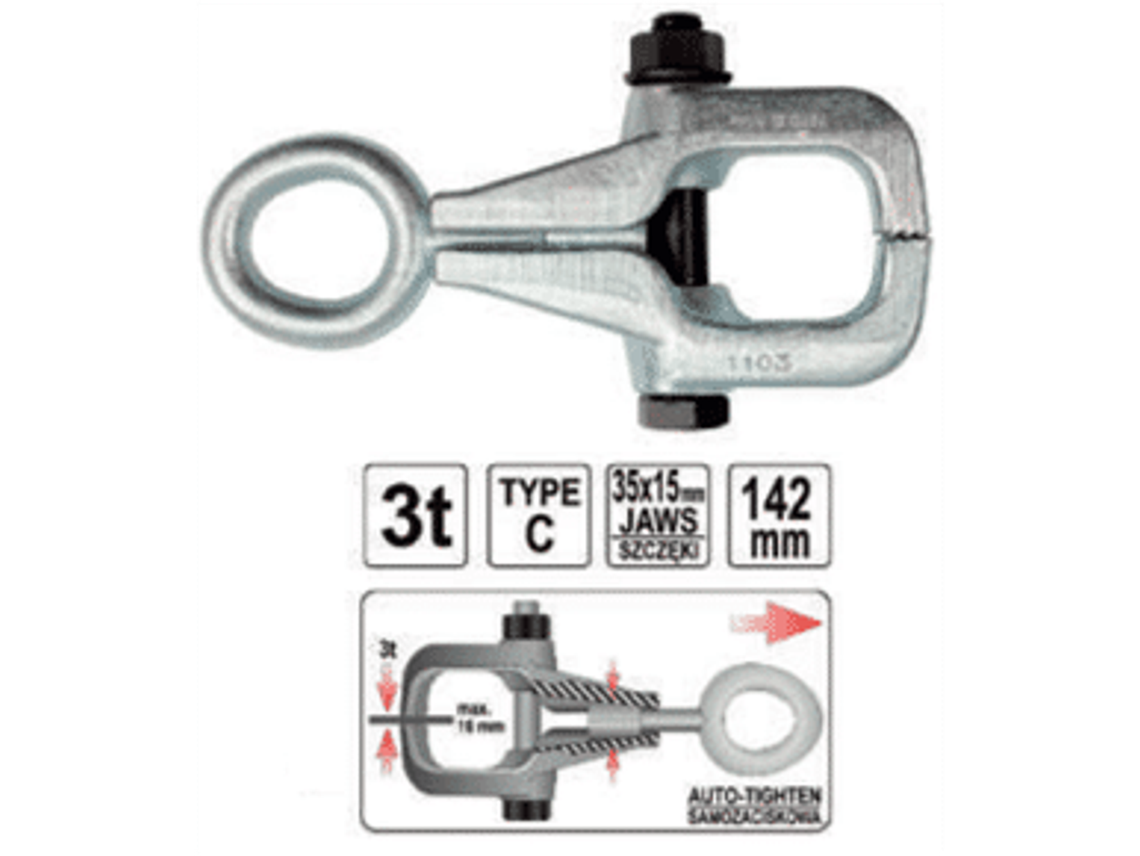 Pinza para desabollar tipo C