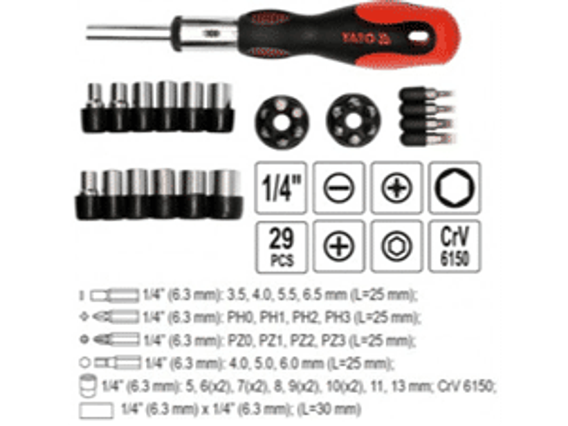 Juego de dados y puntas de 1/4