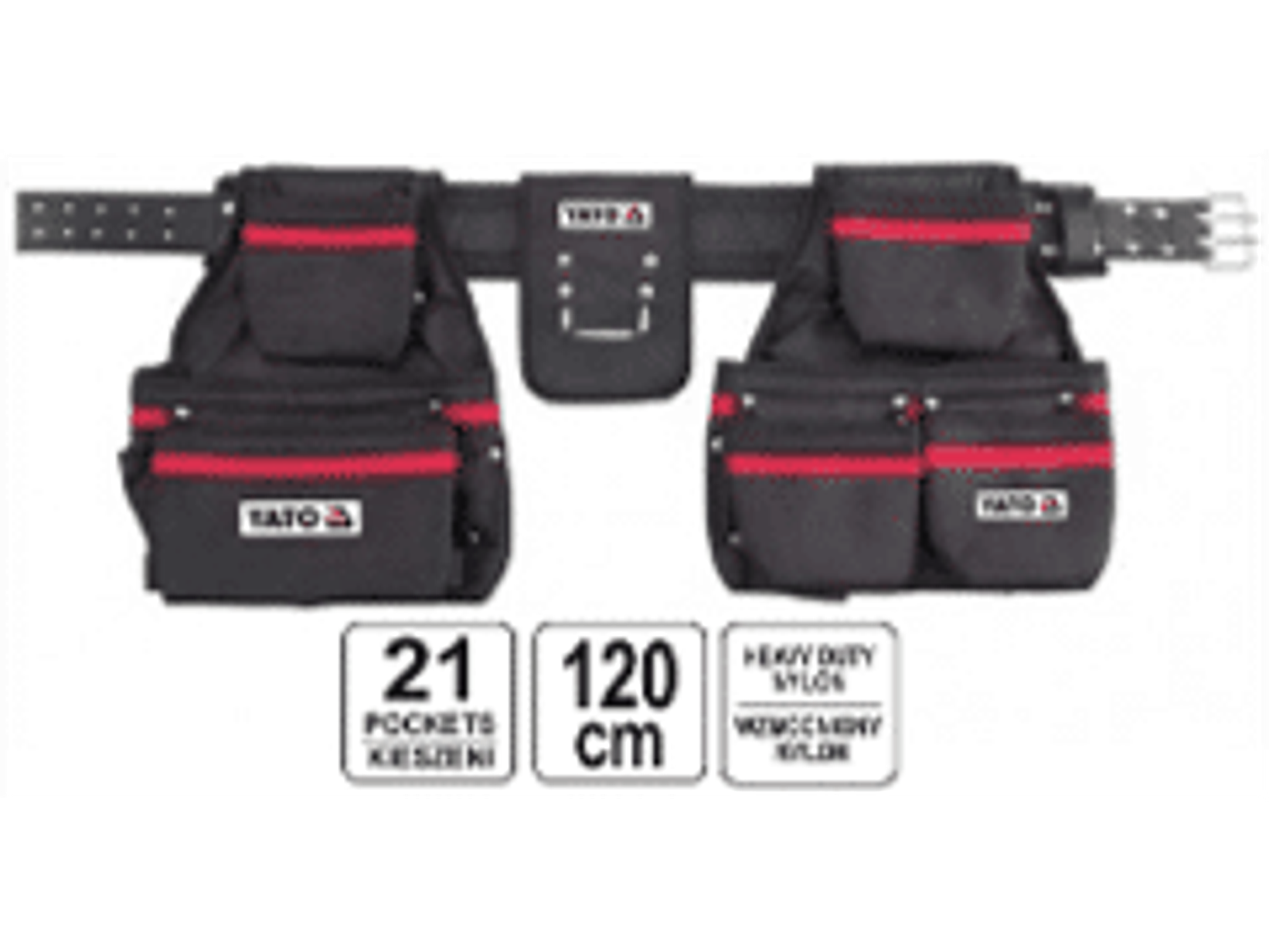 Cinturón de cuero de vacuno, con estuches porta herramientas, clavos, tornillos y otros pequeños elementos durante los trabajos de montaje