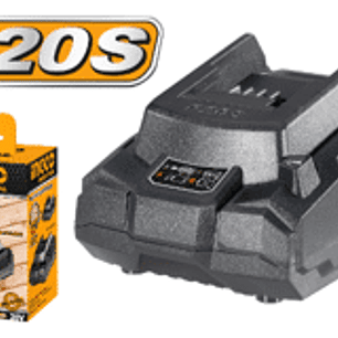 CARGADOR INGCO 20V CARGA 1 HORA Voltaje de entrada nominal: 110V-240V~50/60Hz Entrada nominal poder: 50W Voltaje de salida: 20V Corriente de carga: 2A Carga: Batería 20V 2