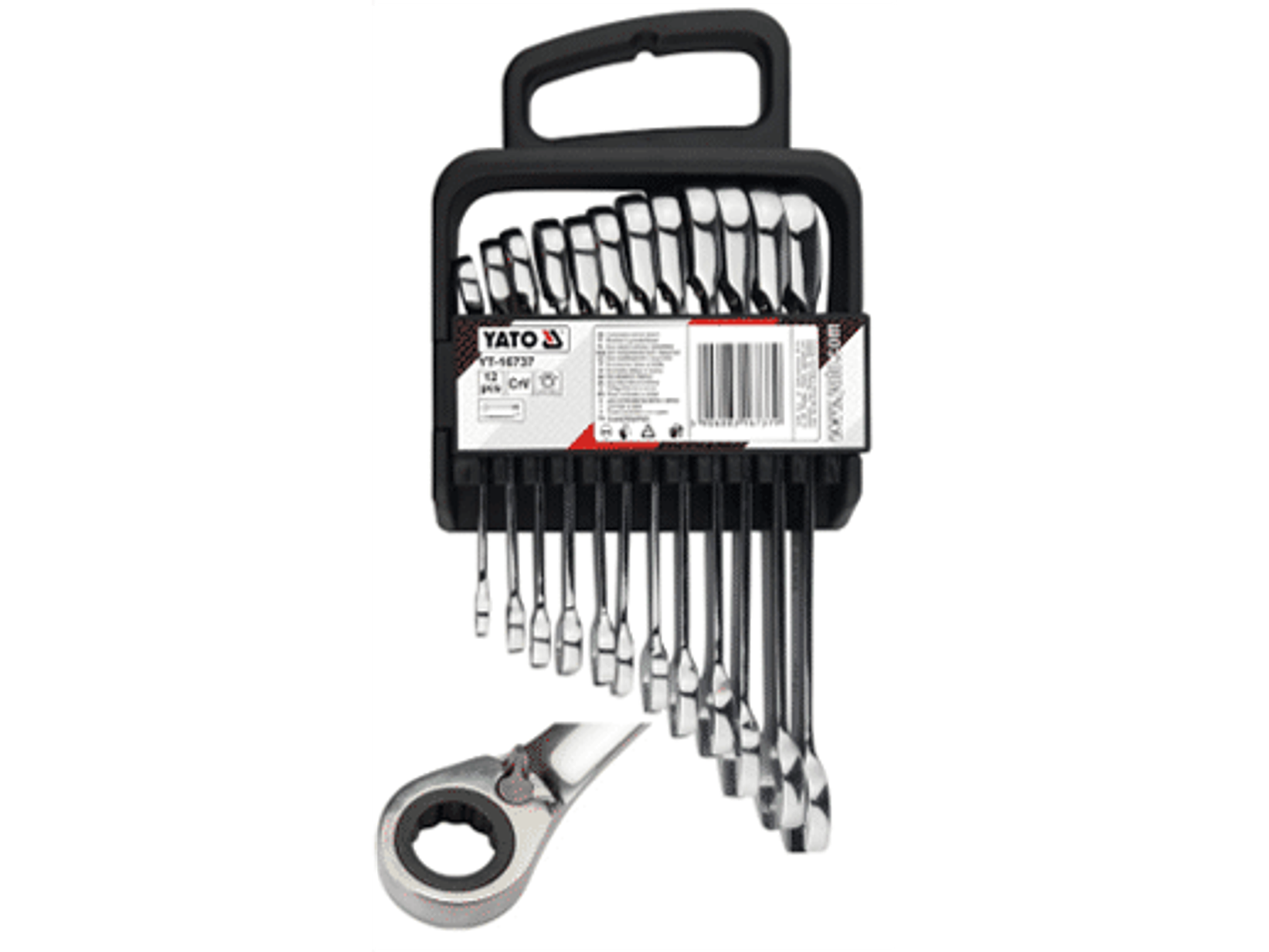 Juego de llaves punta corona con chicharra reversible (72 dientes)