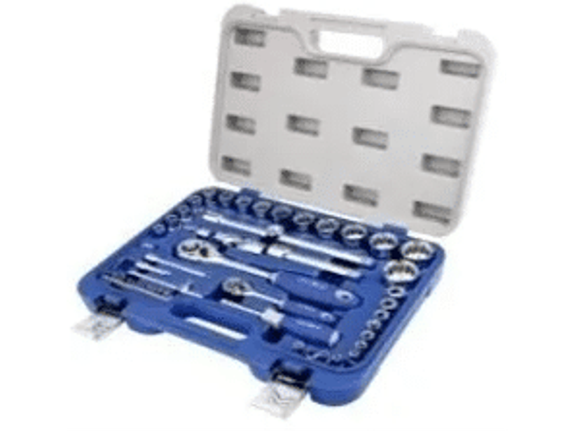 MALETA CON 53 HERRAMIENTAS: Juego de 53 piezas de dados 1/2 en pulgadas poligonales y de dados 1/4 en pulgadas hexagonales