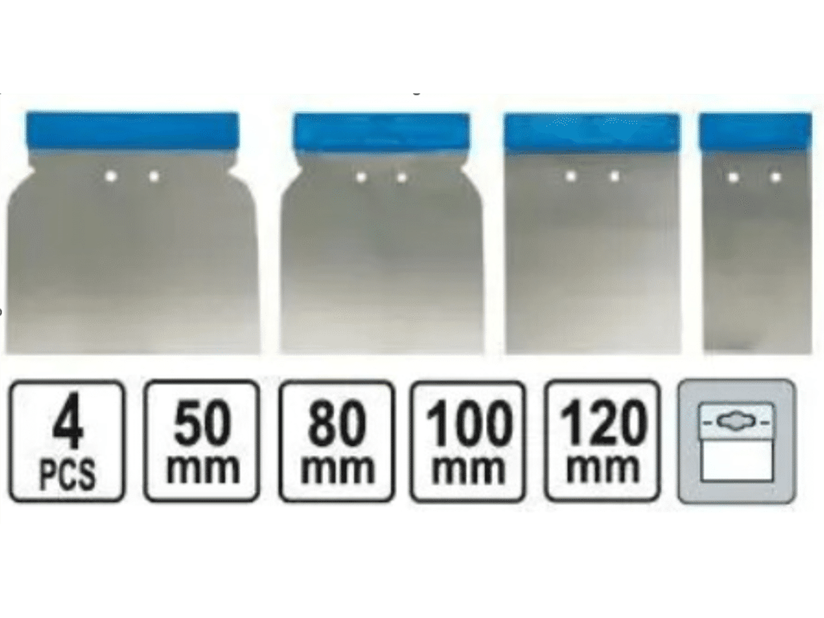 Set de 4 raspadores de acero inoxidable tipo laina para carroceros