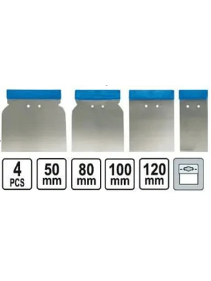 Set de 4 raspadores de acero inoxidable tipo laina para carroceros