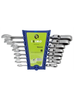 Juego de Llaves Punta Corona con Chicharra Cabeza Flexible, 8 Piezas Irimo