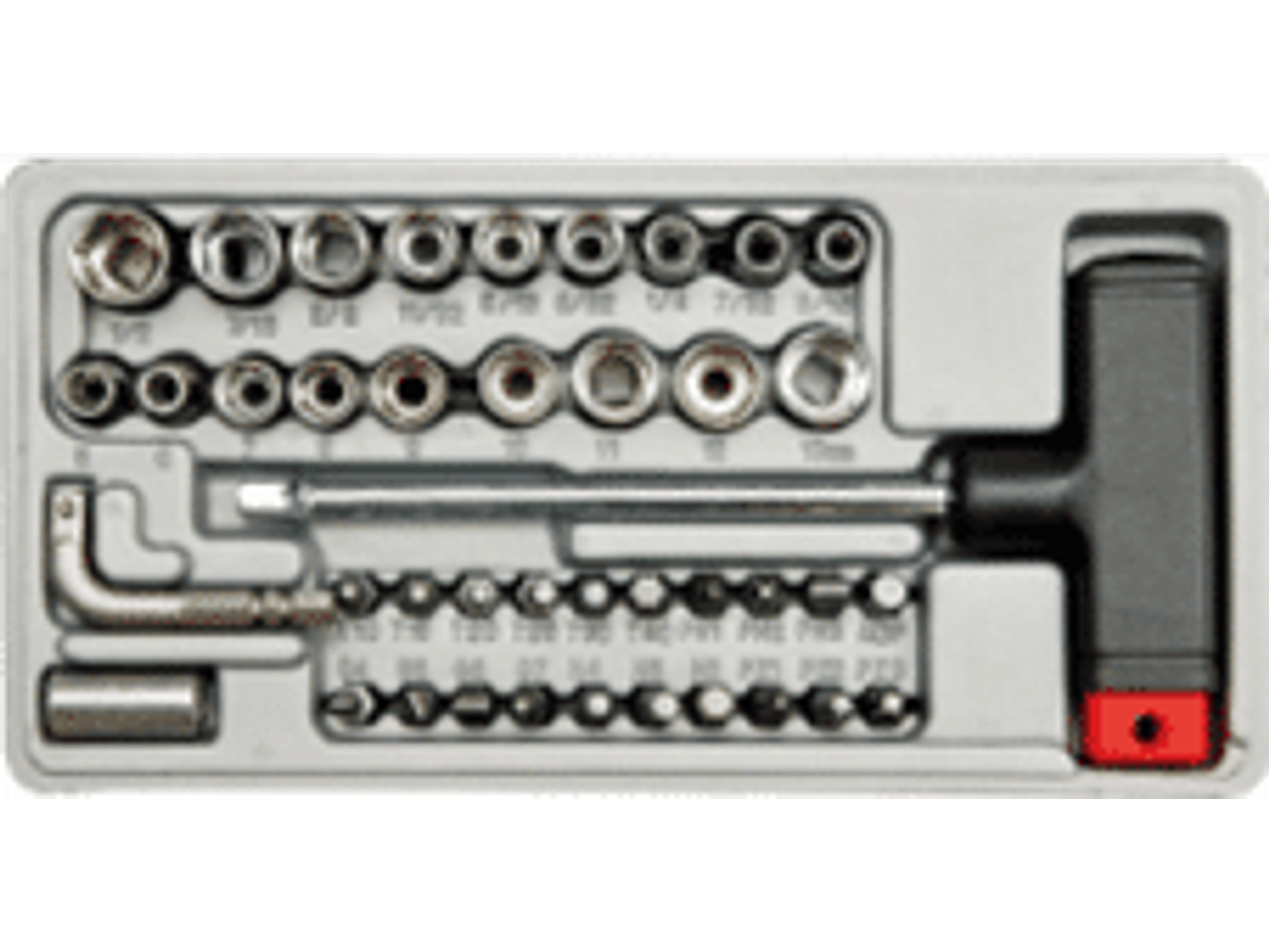 Juego de dados en mm y pulgadas y puntas de 1/4