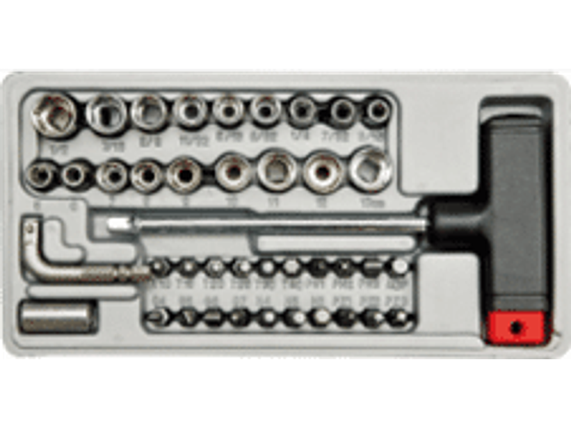 Juego de dados en mm y pulgadas y puntas de 1/4