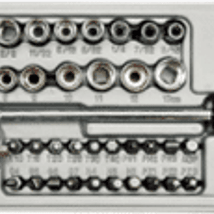 Juego de dados en mm y pulgadas y puntas de 1/4