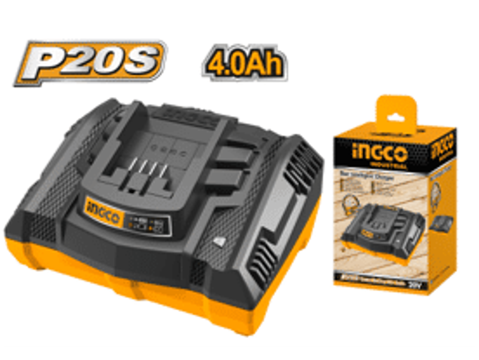 CARGADOR INGCO 20V CARGA RAPIDA 1/2 HORA Corriente de carga: 4A Carga Batería 20V 2
