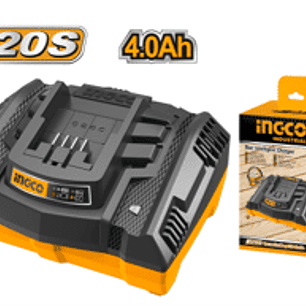 CARGADOR INGCO 20V CARGA RAPIDA 1/2 HORA Corriente de carga: 4A Carga Batería 20V 2