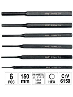 Set de 6 botadores. 150 mm largo.