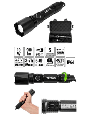 LINTERNA DE MANO RECARGABLE 900 LM