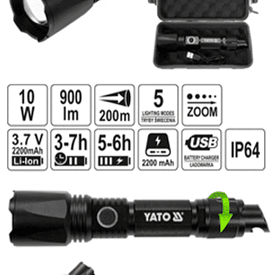 LINTERNA DE MANO RECARGABLE 900 LM