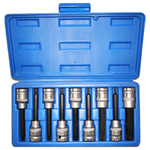 Juego dados torx macho largos 9 piezas