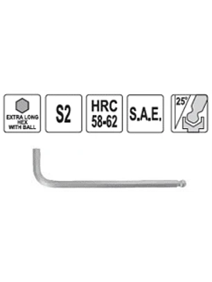Llave Allen Extra Larga con Bola 7/32