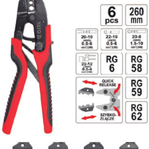 Jgo. Prensa terminales con matrices intercambiables, 6 pzas.