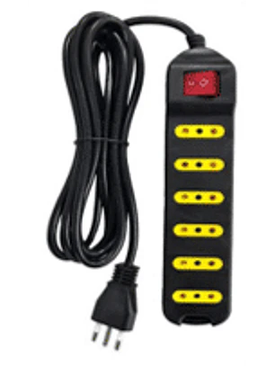 Alargador con interruptor 6 posiciones, 3 metros, color negro