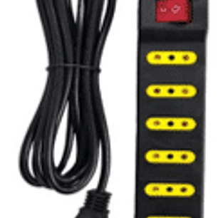 Alargador con interruptor 6 posiciones, 3 metros, color negro