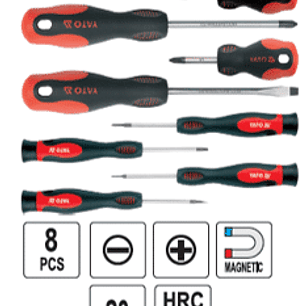 Jgo. Destornilladores paleta y cruz, 8 pzas.