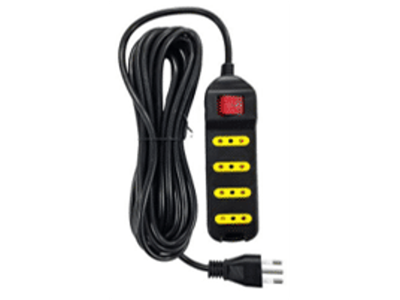 Alargador con interruptor 4 posiciones, 5 metros, color negro