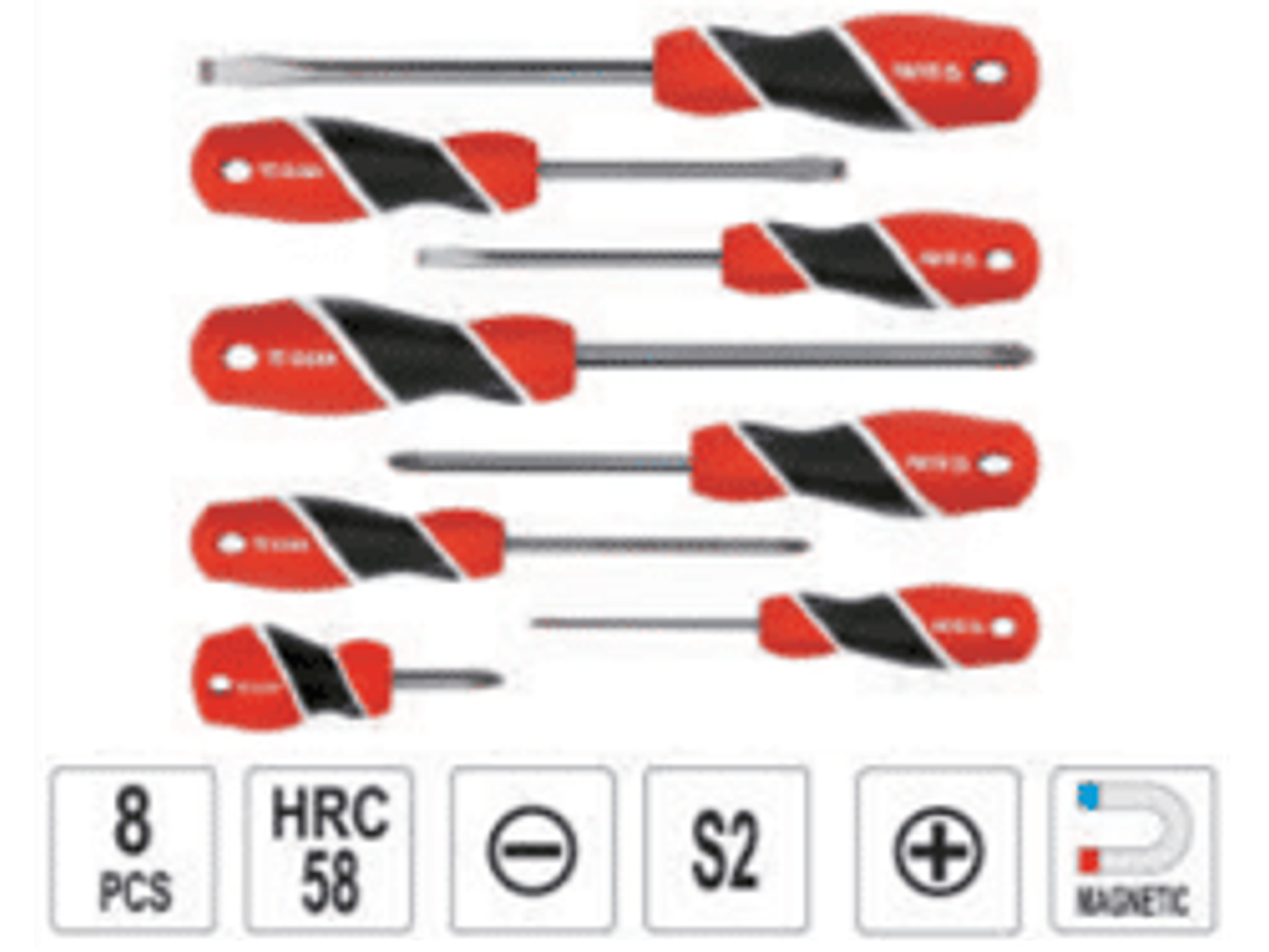 Jgo. Destornilladores paleta y cruz, 8 pzas.